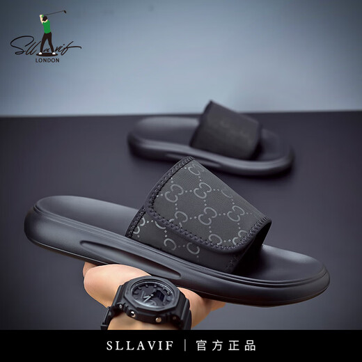 Sllavif Slippers Summer para hombres Nuevos zapatos de playa suaves y de moda versátiles para hombres que usan zapatos de golf de una línea impermeables y a prueba de olores Negro 6189 42