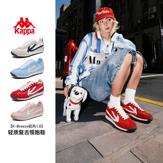 KAPPA卡帕女鞋轻便运动鞋女2025夏季新款轻风鞋舒适休闲鞋百搭德训鞋女 新年红/经典白 38