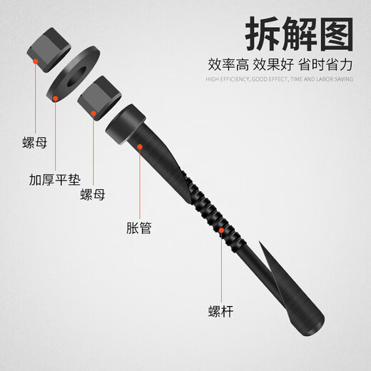 Xinghengmeng rhinestone expansion screw water-turn drilling machine fixed base bracket removable and reusable implosion expansion bolt 160MM flat mouth expansion screw