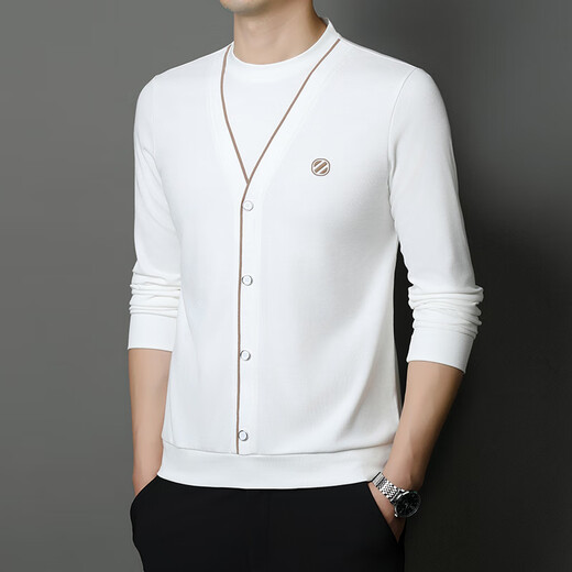 Camiseta de dos piezas de manga larga para hombres de la marca de lujo OLJ Light para hombres 2025 tendencia de moda de primavera y otoño, incluyendo ovejas blancas 170/m [adecuado para 120-135Jin [Jin equivale a 0.5 kg] todo el tamaño