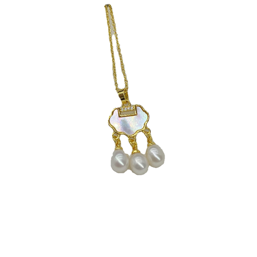 Fat Donglai purchased the same style drop-shaped pearl pendant C054 Shanxia Lake freshwater white pearl auspicious cloud mother-of-pearl lock white