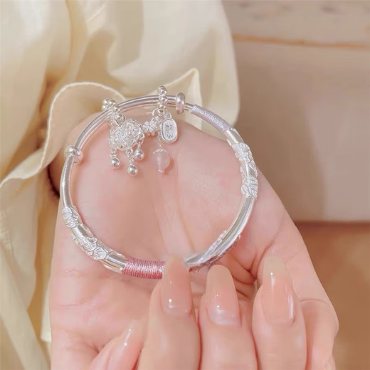 Blossoming sterling silver bracelet 9999 pure silver bracelet safe lock bracelet young style gift for girlfriend Mobius butterfly style 25g