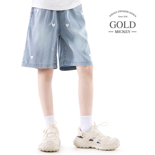 Duomiaowu girls' pants summer children's tensile jeans big children's shorts casual and fashionable 16073 light blue 130