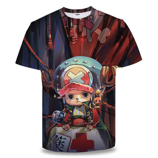 Giselon One Piece Short Sleeve Summer One Piece Zoro Anime T-shirt Primary and Secondary School Students and Teenagers on the 3D Printing Trend Burning Ace TXU1480 S Suitable for weight 80-90 Jin [Jin equals 0.5 kg]