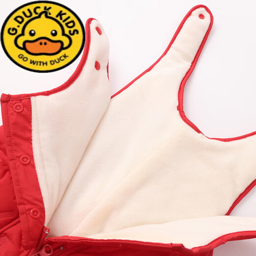 G.DUCKKIDS children's overalls for boys and girls in autumn and winter all-in-one velvet cotton pants for babies with open stalls for children and infants thickened outer pants pink velvet thickened size 90 (recommended for one and a half to two and a half years old)