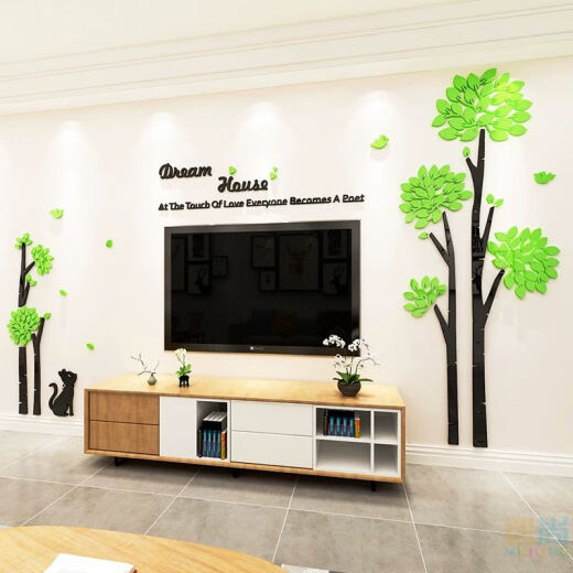 Kreativer Löwenzahn-Fernseher-Hintergrund Wandaufkleber Wohnzimmer Wanddekoration Schlafzimmer Raumlayout 3D dreidimensionaler Aufkleber Selbstklebend 3294B Himmelblau klein