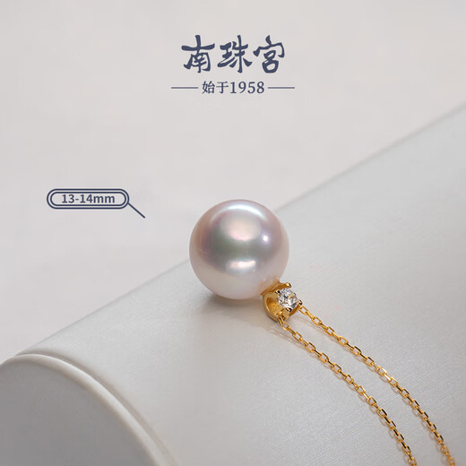 Nanzhu Palace Princess Diana's 925 silver freshwater pearl pendant single round female 925 silver freshwater pearl pendant_fashionable and versatile 13-14mm