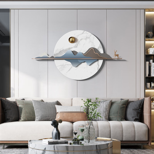 Light luxury new Chinese style living room wall decoration pendant restaurant entrance wall decoration wrought iron bedroom bedside wall hanging 13575 cm red