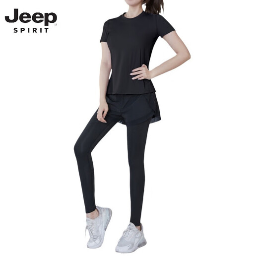 Jeep Spirit Yoga-Anzug für Frauen Frühling und Sommer lose atmungsaktive Fitnesskleidung Schnell trocknende Kleidung Training im Freien Sportbekleidung Kurzärmel Lotus lila [kurze Ärmel] Sechs-teilige TC18394 S