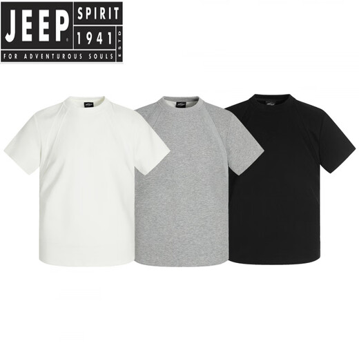 Jeep Spiritf6627 Street Trend Neutral Dekonstruktion Spleißdesign Herren Fit Box Edition Raum Baumwolle Kurzarm T-Shirt Schwarz S