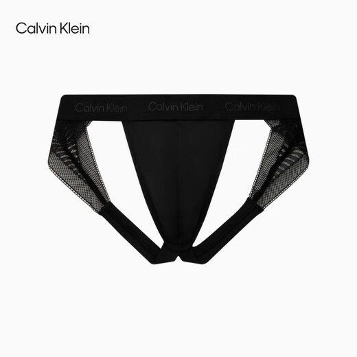 Calvin KleinCK内衣男士摩登性感黑色蕾丝轻薄顺滑镂空丁字裤双丁裤NB3855 UB1-太空黑 S
