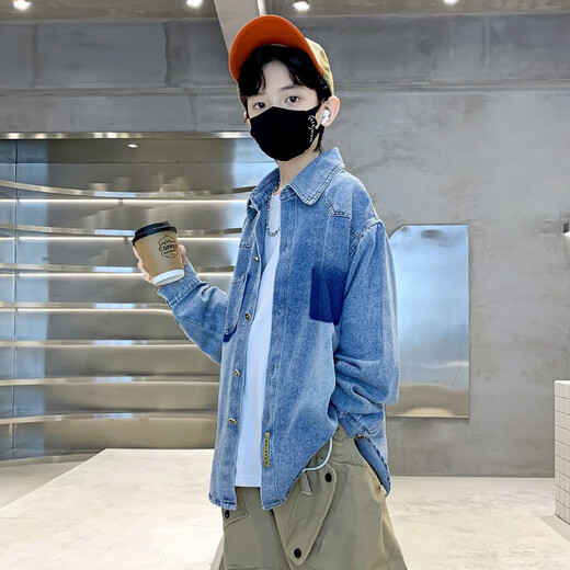 Rongxitu Boys Shirt à manches longues veste de jean décontractée Spring and Automn Style Boys Top 5012 Style 120
