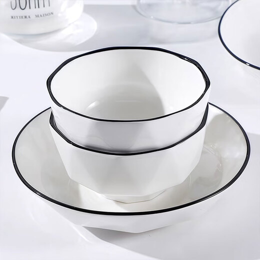 Jiwu Forest One-person meal bowl and plate set tableware set bowl and chopsticks combination plate bowl home gift diamond bowl 8-piece set