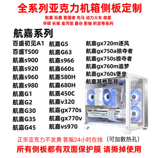 Panneaux latéraux de châssis en acrylique Huntkey personnalisés Huntkey 900/920/S960/S980/750a/760s plexiglas Huntkey autres modèles