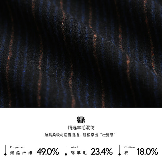 Jinba Jinba Chaqueta de cuello de béisbol de béisbol Business Casual Oblique Stripes Textura Mezcla de lana Campo Ejecutivo Ejecutivo BBWT3319 Deep Blue M