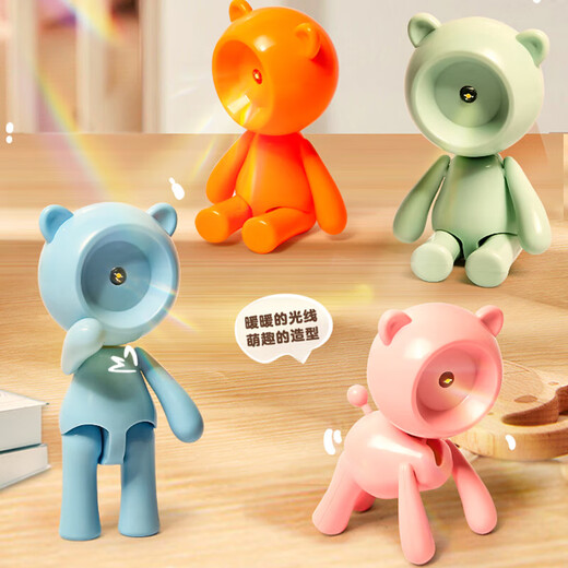 LED Night Light Foldable Portable Mini Desk Lamp Desktop Creative Artifact Field Camping Lamp Student Dormitory Lamp Bedside Sleeping Children's Night Light Bear Cultural and Creative Night Light + Random Color