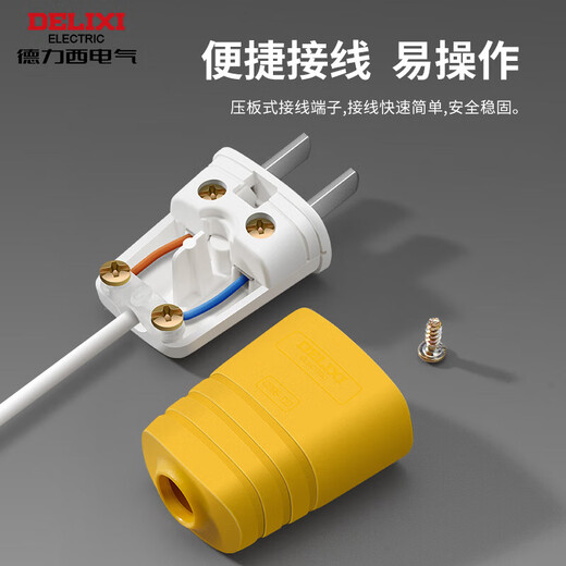 Delixi (DELIXI) new national standard socket plug strip project is not broken 3-position waterproof and dustproof self-wiring socket two-three-pin adapter 10A two-pin white