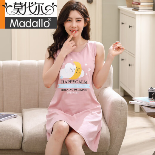 莫代尔背心睡裙女夏季纯棉夏款2025年新款无袖过膝连衣裙女款夏天睡衣裙 C1105 M 女(75-95斤)