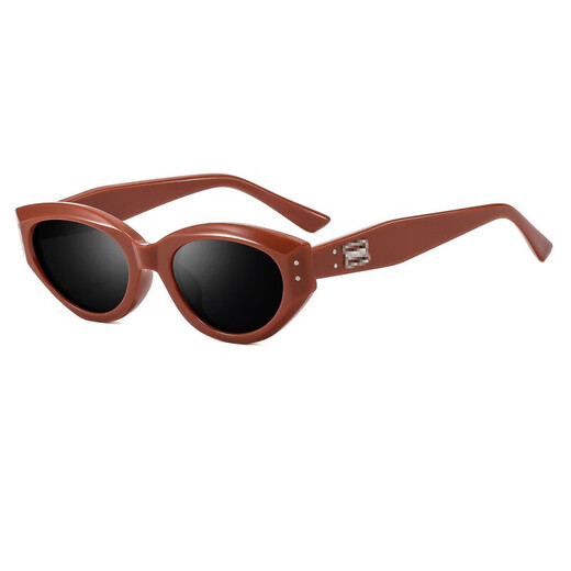 [GM same style] 2025 cat-eye sunglasses for men and women with high-end sun protection sunglasses trendy big face slimming glasses 838 beige frame gray film not polarized