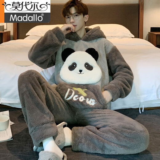 
Modal men's pajamas men's coral velvet winter student cartoon loose winter flannel thickened plush home clothing set *ZS*9904 [Double-sided plush set] M small (75-95Jin [Jin equals 0.5 kg])