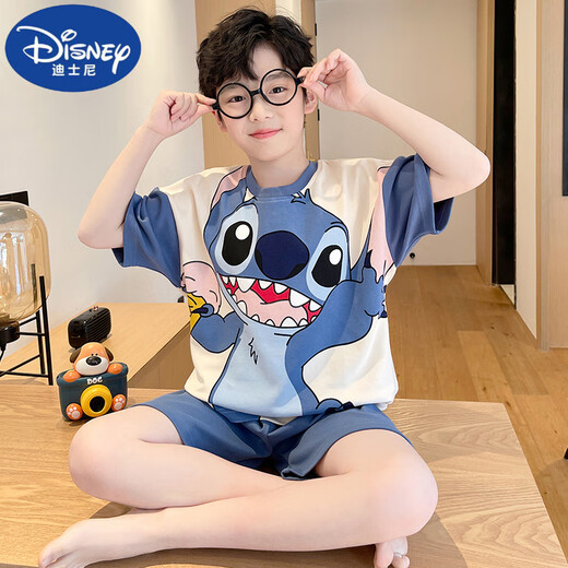 迪士尼（Disney）男童睡衣儿童夏季薄款纯棉短袖套装中大童12岁男孩洋气夏天家居服 693【棉】 110 8码 建议90-100厘米  体重25