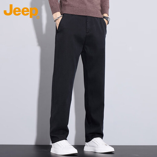 JEEP Casual Pants Men's Autumn and Winter Business Straight Pants Men's Trendy Loose Pants Men's Pants Black XL