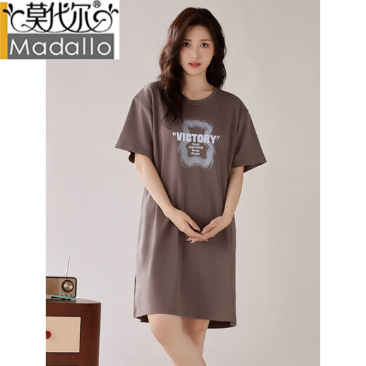 
Modal new style with chest pad nightgown for women for summer pure cotton short-sleeved mid-length pajamas for women loose casual pregnant women can wear outside LZ12529X M 160