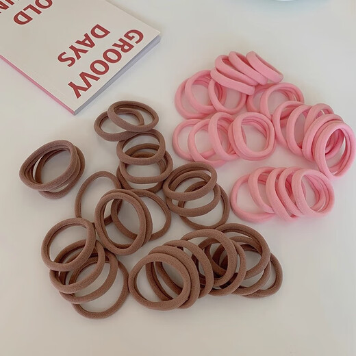 Colorful girl's rubber band hair rope, durable ponytail hair tie, high elasticity headband, candy-colored rubber band hair tie, black 50 pieces in a bag, economical and affordable