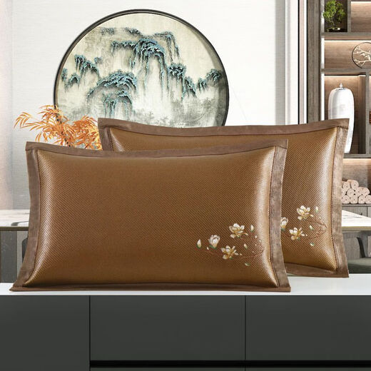 Almohadas de verano para hombres Summer Summer Silk Pillow Case de almohada de doble cara cubierta de núcleo de almohada de ratán fresco para adultos más enredadera de hielo 679-7 (lavable) predeterminado 48*74 estuche de almohada (un par)
