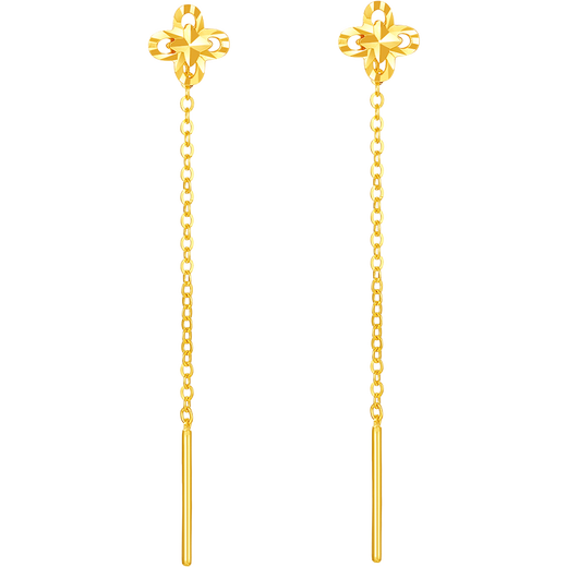 Saturday blessing yellow 18K gold earrings for women four-leaf clover color gold ear wire birthday gift C0921039 pair