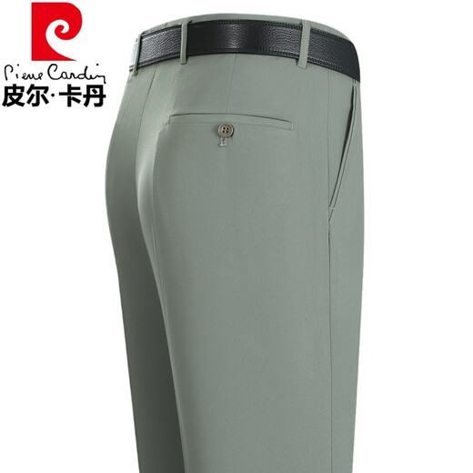 皮尔卡丹（pierre cardin）夏季薄款桑蚕丝男士西裤正装西装裤男中年青年免烫上班直筒男裤子 【薄 款西裤】6630浅卡其 29 (2尺2)