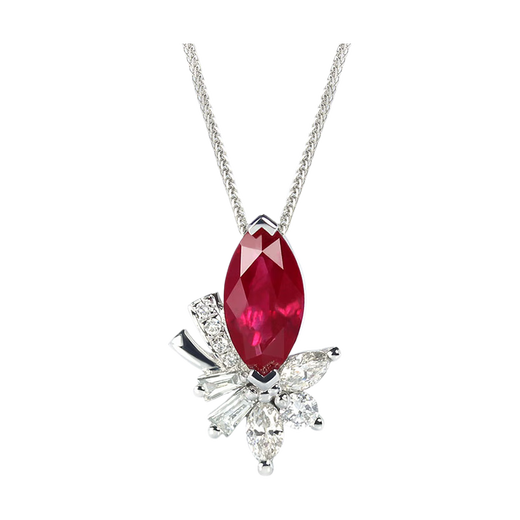 HEEKAIYI Ruby Necklace for Women Pigeon Blood 18K Gold Diamond Pendant Chinese Valentine's Day Birthday Gift for Wife and Girlfriend <Supports Customization> 85 Points Pendant + 18K Gold Chain