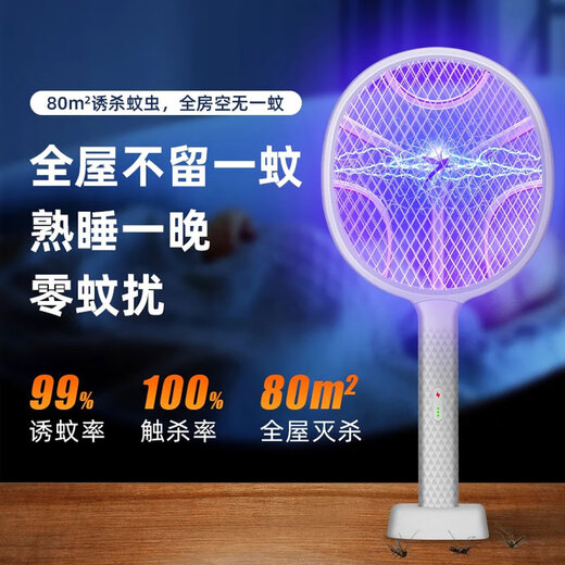 2025 New Electric Mosquito Swatter Rechargeable Home Mosquito Killer Lamp 2-in-1 Mosquito Repellent 2-in-1 Standard Version Comes with Fast Charging Cable + Base_ No More Mosquito Disturbance