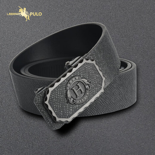 Durable for ten years, light luxury men's belt, automatic buckle belt, business versatile fashion belt, cross pattern, black small H 120cm