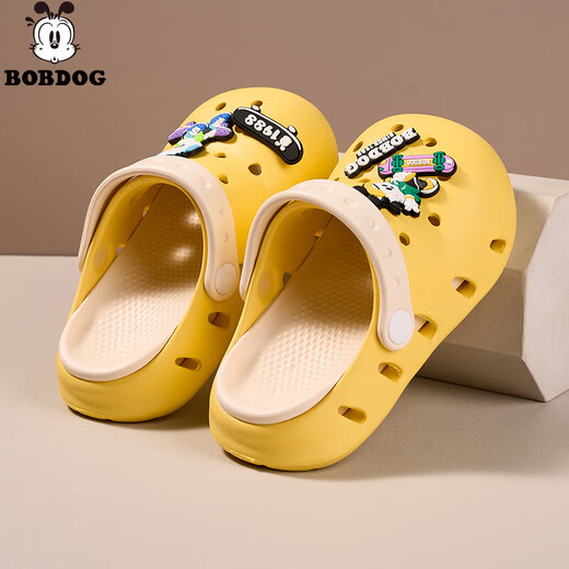 Babudou children's hole shoes 2025 summer new style men's and girls' sandals comfortable soft sole non-slip children's sandals HBL8012/yellow 20 cm long/suitable for 8 years old