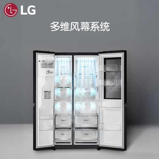 LG refrigerator large capacity fully automatic ice making cross-fold four-door ultra-thin embedded integrated living room home fresh air-cooled frost-free frequency conversion energy-saving panoramic perspective window 635 liters double door S653MEP87D