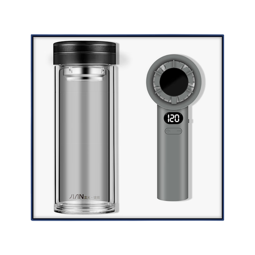Jingshentang Sommer Cool Souvenir Set Company Business Geschenke angepasst 1. August Veteranen Souvenirs Event Preise Fuguang Glass Cup + Handheld Small Fan: Blue Box Safety Production Month Project Event Event Event Memorial