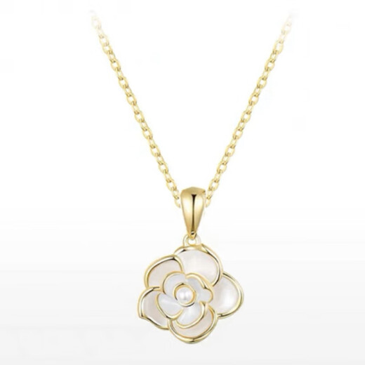 Lao Fengxiang S925 Sterling Silver NUEVA Camellia China Camellia Cadena de suéter RETO RETRO FLEFOR FLARE PARA REGISTRO DE CUMPLEAÑOS DE CUMPLEAÑOS