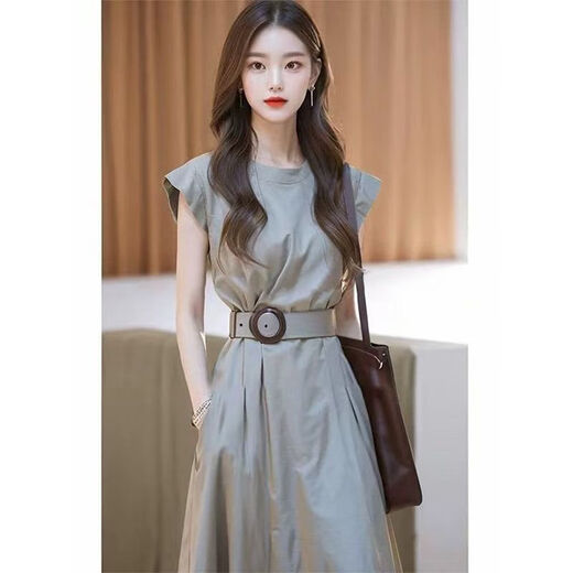 啄木鸟冷淡系独特别致灰色收腰连衣裙女2025夏季新款超火轻奢感女装 图片色 S