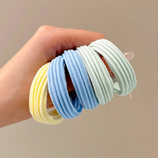 Manfuyu rubber band hair tie for women, high-end headband, cute girl, sea salt blue hair rope, high elasticity and durability, ponytail hair tie, sea salt series, 10 pieces - pattern