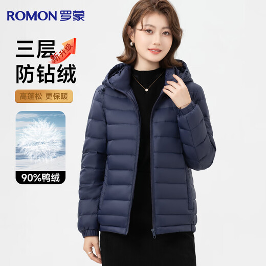 Luo Meng 90% duck down light down jacket for women winter middle-aged short hooded autumn down student warm mother jacket