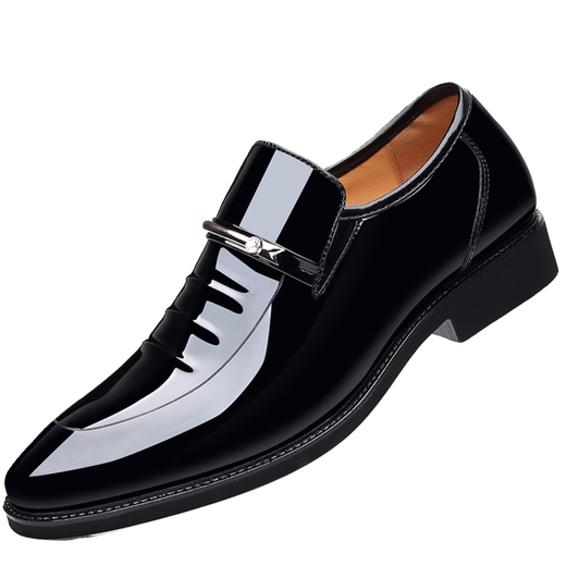 
Business formal wear without laces for footwork men's leather shoes dad flat men's leather shoes suit soft leather large size shoes 9921 gloss black footwear 38