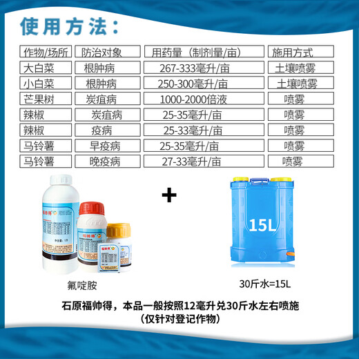Ishihara Japan Fushuai Defluazimide Chinese cabbage clubroot pepper anthracnose potato late and early blight pesticide fungicide 12ml