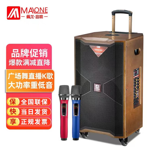 MALONE M-8912 outdoor square dance audio high-power heavy bass live singing karaoke performance with Bluetooth sound card wireless microphone portable trolley speaker