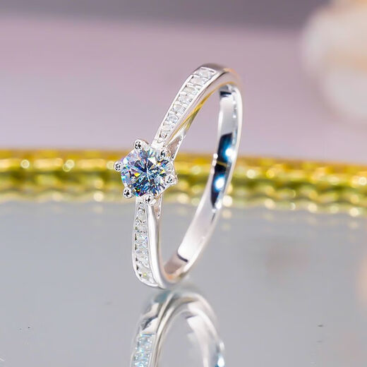 18pt950 Moissanite Diamond Ring Women's Fashion Classic Six Claw Straight Arm 30 Points Diamond Ring Request for Engagement Ring 2g 30 Points No. 19