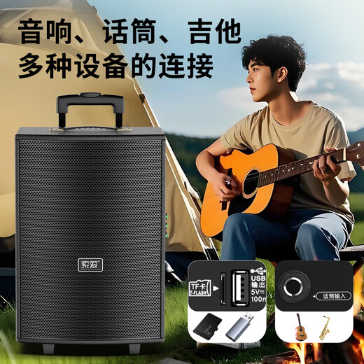 Sony Ericsson (soaiy) 8-inch square dance audio wooden high-power portable outdoor heavy bass Bluetooth karaoke special high-volume 7-speaker mobile trolley speaker performance dual microphone SA-X21L