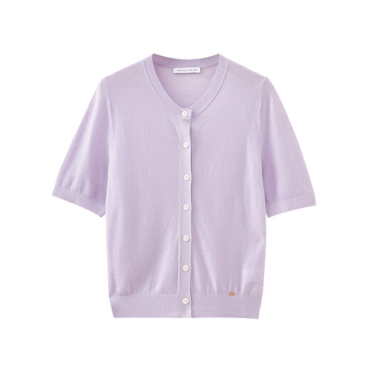 Shuiyunjian Purple avant épaule avant à manches courtes pour femmes tops lâches Couleur solide Commutation simple 2025 automne nouveau style rose violet m