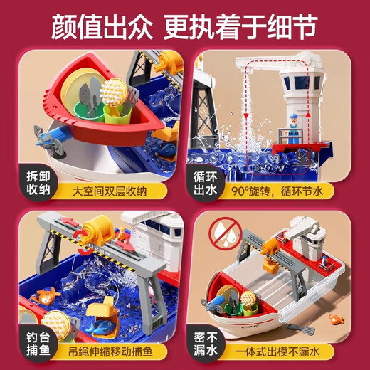 Miaobeile Kinderspielzeug Jungen spielen Haus Dampfschiff Fischerstation Geschirrspüler Spielen Spielzeug Mädchen Geburtstag Geschenkbox