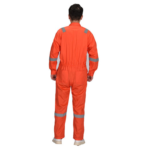 Mishide See-Datge Crew Einteilige Arbeitskleidung für Sommer dünne reine Baumwolle einteilige Arbeitskleidung für Langarmarbeitsschutzkleidung für Crew Auto Reparatur orange-rote Sommer 16580A Single Größe