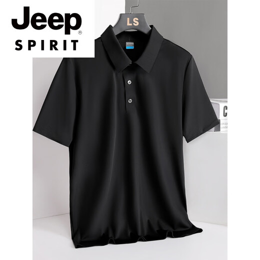 JEEP SPIRIT男士夏季冰丝大码Polo衫t恤短袖商务休闲翻领爸爸装半袖速干上衣 白色 9908款po衫 M -90-105斤左右
